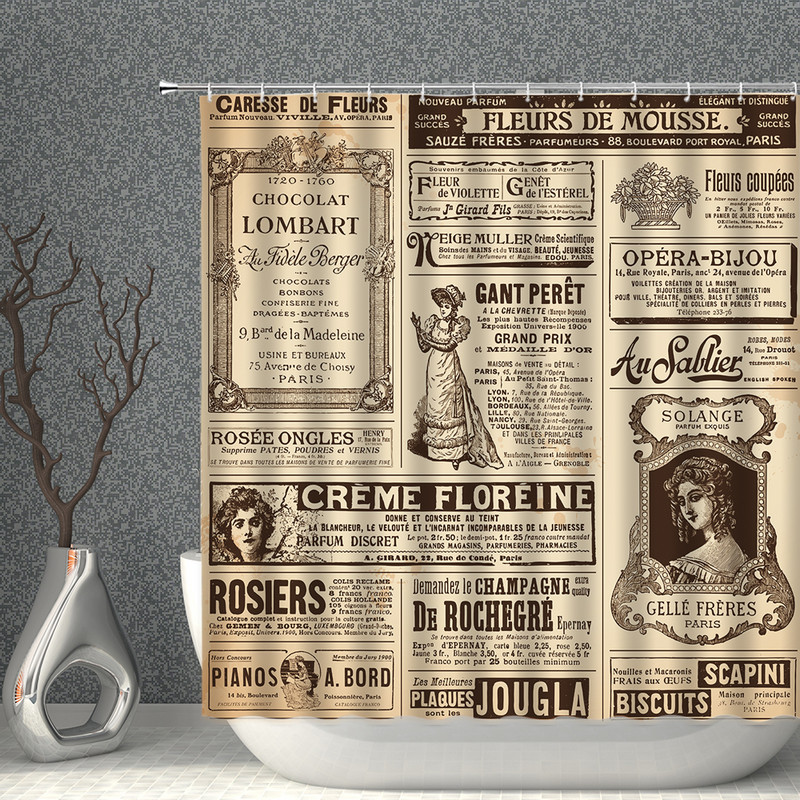 Retroplakat Dušikardin Vana ajaleht Autoparandus Toit Roosid Lilled Kangas Vannitoakaunistus Vannitoatarvikud Kardinad