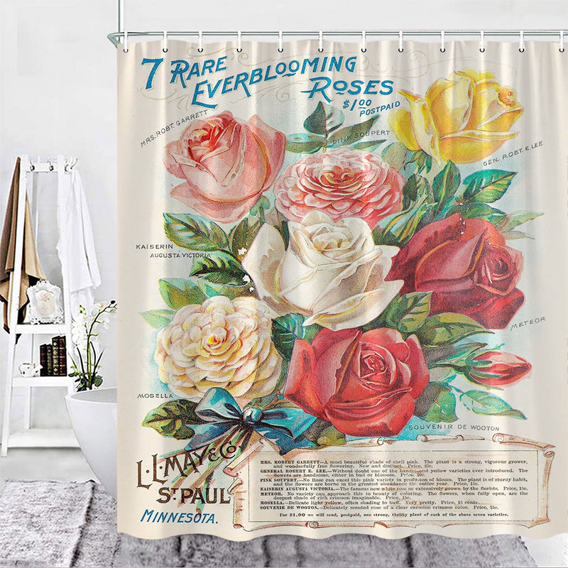 Retroplakat Dušikardin Vana ajaleht Autoparandus Toit Roosid Lilled Kangas Vannitoakaunistus Vannitoatarvikud Kardinad