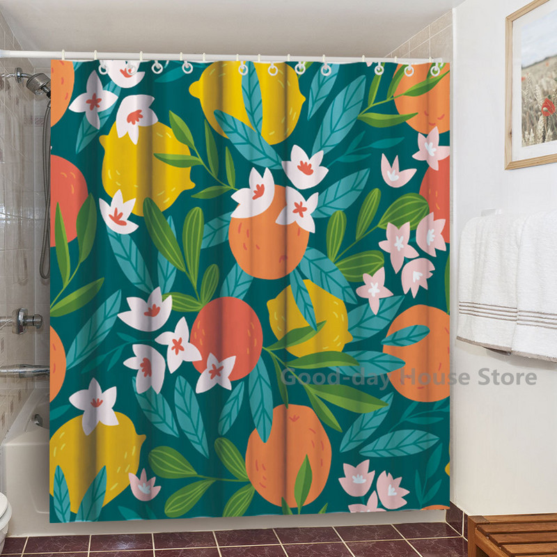 Zavjese za tuširanje s kukama Kupaonska tkanina s tropskim zelenim biljkama Vodootporna poliestersko lišće Palmino perivo kupatilo Cortinas De ducha