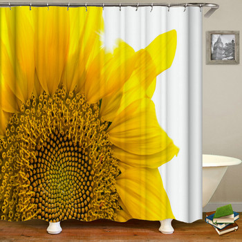 3D печат Прост слънчогледов модел Завеса за душ Водоустойчива полиестерна тъкан Завеса за параван за баня Начало Декор Аксесоари за баня