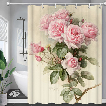 Цветни лалета, розови цветя, дървета, завеса за душ, завеси за баня, цвете от природата, водоустойчива полиестерна тъкан, декор за домашна вана
