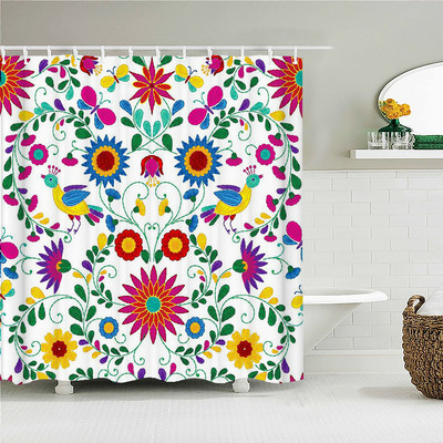 Värvilised tulbiroosi lilled puud dušikardin Vannitoa kardinad looduslill veekindel polüestekangas kodu vanni sisekujundus