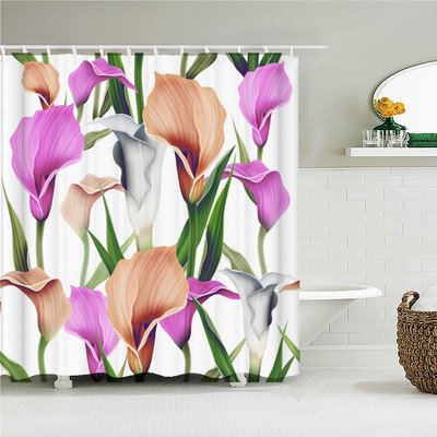 Värvilised tulbiroosi lilled puud dušikardin Vannitoa kardinad looduslill veekindel polüestekangas kodu vanni sisekujundus