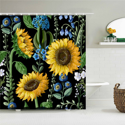 Värvilised tulbiroosi lilled puud dušikardin Vannitoa kardinad looduslill veekindel polüestekangas kodu vanni sisekujundus