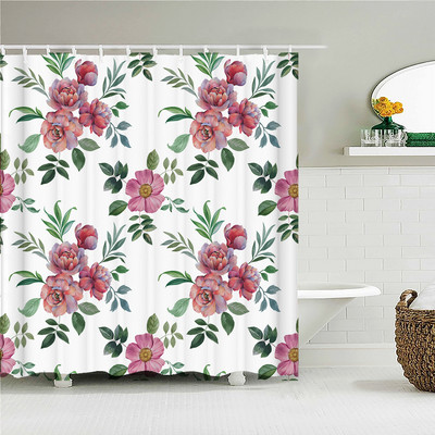 Värvilised tulbiroosi lilled puud dušikardin Vannitoa kardinad looduslill veekindel polüestekangas kodu vanni sisekujundus