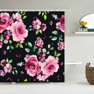 Värvilised tulbiroosi lilled puud dušikardin Vannitoa kardinad looduslill veekindel polüestekangas kodu vanni sisekujundus