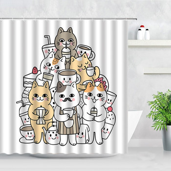 Χαριτωμένα σκυλιά Κουρτίνες μπάνιου με κινούμενα σχέδια Αστεία Ζώο Γάτες Διακόσμηση μπάνιου σπιτιού Αδιάβροχο ύφασμα πολυεστέρας διακόσμηση μπάνιου για παιδιά