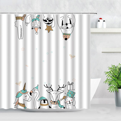 Jauki suņi multfilmas dušas aizkari Smieklīgi dzīvnieki kaķi mājas vannas istabas dekorēšana ūdensizturīgs audums poliestera vannas dekors bērniem