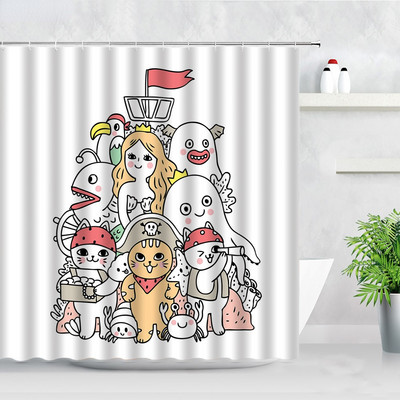 Jauki suņi multfilmas dušas aizkari Smieklīgi dzīvnieki kaķi mājas vannas istabas dekorēšana ūdensizturīgs audums poliestera vannas dekors bērniem