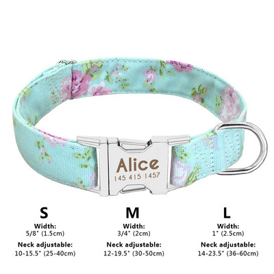 Pielāgota liela suņa kaklasiksna Cute Print Personalizēta mājdzīvnieku kaklasiksna neilona kucēnu suņu ID kaklasiksnas ar iegravētu vārdu mazam vidējam lielam sunim