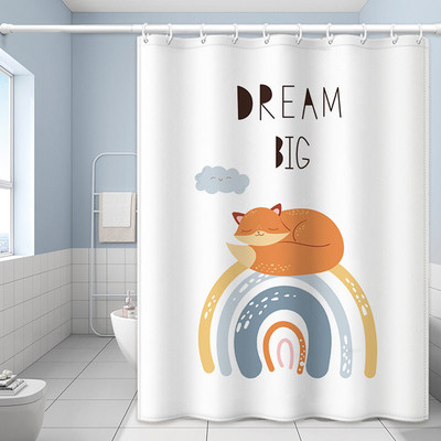 Karikatūra Cute Cat dušas aizkari balts audums ūdensizturīgs poliesters vannas istabas aksesuāri mājas vannas aizkari virtuvei Cortina