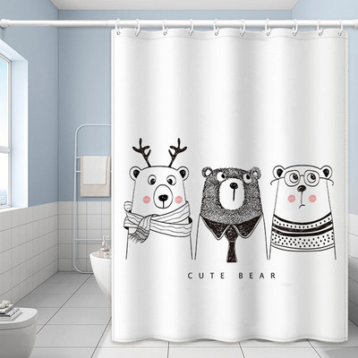 Karikatūra Cute Cat dušas aizkari balts audums ūdensizturīgs poliesters vannas istabas aksesuāri mājas vannas aizkari virtuvei Cortina