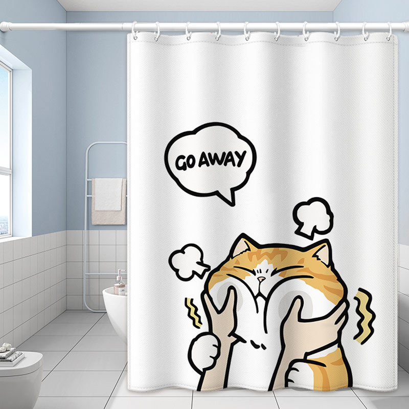 Karikatūra Cute Cat dušas aizkari balts audums ūdensizturīgs poliesters vannas istabas aksesuāri mājas vannas aizkari virtuvei Cortina