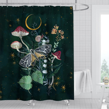 Αξεσουάρ μπάνιου κουρτίνα μπάνιου ρετρό τέχνης με λουλούδια Psychedelic φυτό μανιτάρι ύφασμα αδιάβροχο πολυεστερικό κουρτίνα μπάνιου