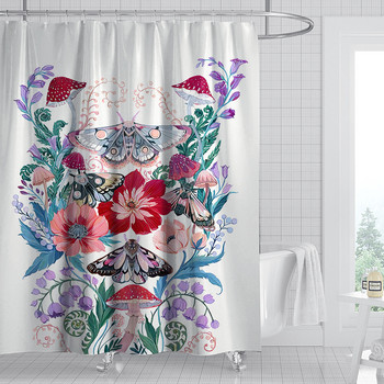 Αξεσουάρ μπάνιου κουρτίνα μπάνιου ρετρό τέχνης με λουλούδια Psychedelic φυτό μανιτάρι ύφασμα αδιάβροχο πολυεστερικό κουρτίνα μπάνιου