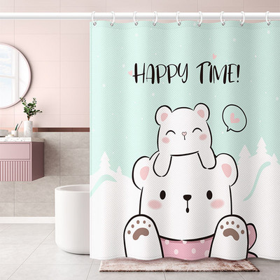 Smieklīgs kaķu dušas aizkars Jauka multfilma ar dzīvnieku rakstu ūdensizturīgs poliestera vannas aizkars Mājas dekors Vannas istabas aksesuāri Cortina