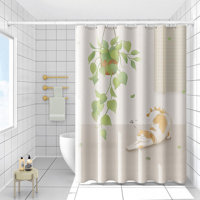 Smieklīgs kaķu dušas aizkars Jauka multfilma ar dzīvnieku rakstu ūdensizturīgs poliestera vannas aizkars Mājas dekors Vannas istabas aksesuāri Cortina