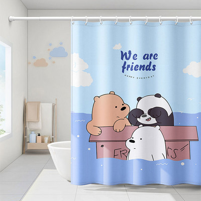 Smieklīgs kaķu dušas aizkars Jauka multfilma ar dzīvnieku rakstu ūdensizturīgs poliestera vannas aizkars Mājas dekors Vannas istabas aksesuāri Cortina