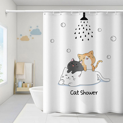 Smieklīgs kaķu dušas aizkars Jauka multfilma ar dzīvnieku rakstu ūdensizturīgs poliestera vannas aizkars Mājas dekors Vannas istabas aksesuāri Cortina