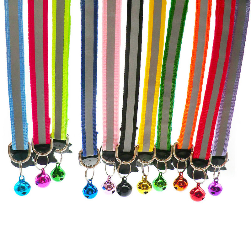 Mājdzīvnieku kaklasiksnas ar zvaniņiem Jauka kaklasiksna kaķu suņu kakla siksnām Regulējamas atstarojošas āra mazas suņu kaklasiksnas mājdzīvnieku piederumi