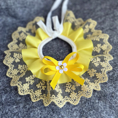 Modes Bowknot mājdzīvnieku apkakles jauka mežģīņu sieta izšuvums mājdzīvnieka krūšu audums Jauka suņa kaķa kaklarota kakla siksna mazam vidējam sunim
