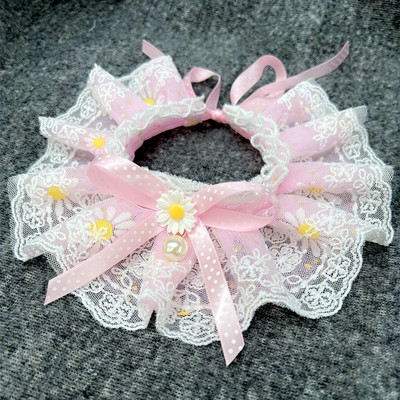 Modes Bowknot mājdzīvnieku apkakles jauka mežģīņu sieta izšuvums mājdzīvnieka krūšu audums Jauka suņa kaķa kaklarota kakla siksna mazam vidējam sunim