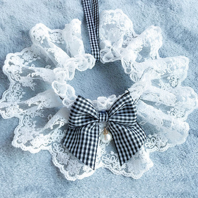 Modes Bowknot mājdzīvnieku apkakles jauka mežģīņu sieta izšuvums mājdzīvnieka krūšu audums Jauka suņa kaķa kaklarota kakla siksna mazam vidējam sunim