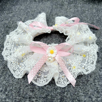 Modes Bowknot mājdzīvnieku apkakles jauka mežģīņu sieta izšuvums mājdzīvnieka krūšu audums Jauka suņa kaķa kaklarota kakla siksna mazam vidējam sunim