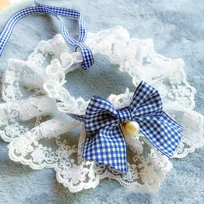 Modes Bowknot mājdzīvnieku apkakles jauka mežģīņu sieta izšuvums mājdzīvnieka krūšu audums Jauka suņa kaķa kaklarota kakla siksna mazam vidējam sunim