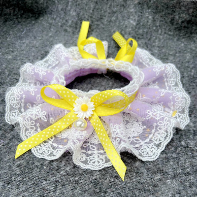 Modes Bowknot mājdzīvnieku apkakles jauka mežģīņu sieta izšuvums mājdzīvnieka krūšu audums Jauka suņa kaķa kaklarota kakla siksna mazam vidējam sunim
