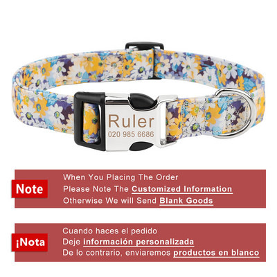 Pielāgotas mājdzīvnieku kaklasiksnas Vintage ziedu iegravēts tag ID nosaukums kucēnu kaklasiksnas maziem vidēji lieliem suņiem