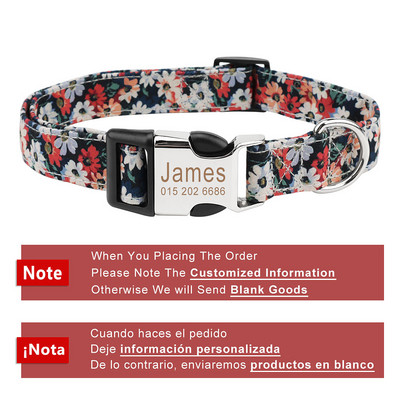 Pielāgotas mājdzīvnieku kaklasiksnas Vintage ziedu iegravēts tag ID nosaukums kucēnu kaklasiksnas maziem vidēji lieliem suņiem