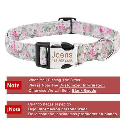 Pielāgotas mājdzīvnieku kaklasiksnas Vintage ziedu iegravēts tag ID nosaukums kucēnu kaklasiksnas maziem vidēji lieliem suņiem