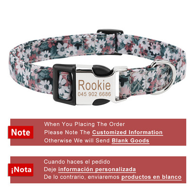 Pielāgotas mājdzīvnieku kaklasiksnas Vintage ziedu iegravēts tag ID nosaukums kucēnu kaklasiksnas maziem vidēji lieliem suņiem