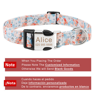 Pielāgotas mājdzīvnieku kaklasiksnas Vintage ziedu iegravēts tag ID nosaukums kucēnu kaklasiksnas maziem vidēji lieliem suņiem