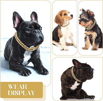 Луксозен диамантен нашийник за кубинска верига за кучета с дизайнерска сигурна катарама Колие за домашни любимци Аксесоари за бижута за малки, средни големи кучета Котка