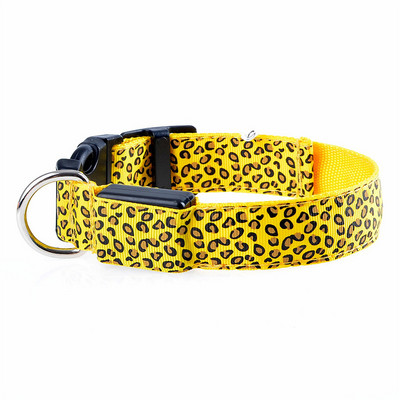 Leoparda neilona mājdzīvnieku suņu kaklasiksna maziem suņiem kaķu LED gaismas nakts drošība regulējama kvēlojoša kaklarota kucēnu kaklasiksna Perro Accesorios