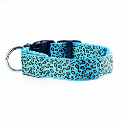 Leoparda neilona mājdzīvnieku suņu kaklasiksna maziem suņiem kaķu LED gaismas nakts drošība regulējama kvēlojoša kaklarota kucēnu kaklasiksna Perro Accesorios
