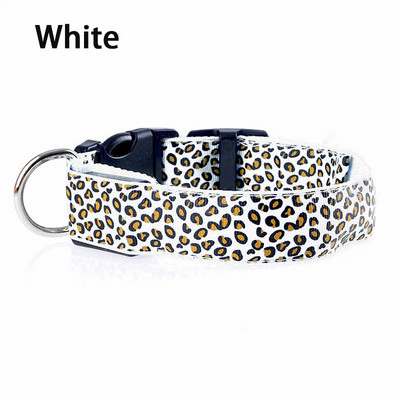 Leoparda neilona mājdzīvnieku suņu kaklasiksna maziem suņiem kaķu LED gaismas nakts drošība regulējama kvēlojoša kaklarota kucēnu kaklasiksna Perro Accesorios
