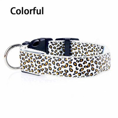 Leoparda neilona mājdzīvnieku suņu kaklasiksna maziem suņiem kaķu LED gaismas nakts drošība regulējama kvēlojoša kaklarota kucēnu kaklasiksna Perro Accesorios