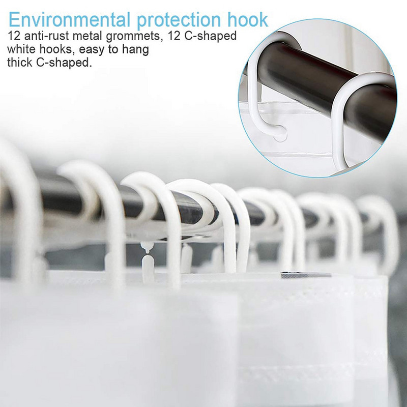 1gab PEVA dušas aizkars ar nerūsējošā tērauda sprādzi Vannas istabas ūdensnecaurlaidīgs nodalījuma ekrāns vannas istabas abažūrs 180x180cm mājas viesnīcai