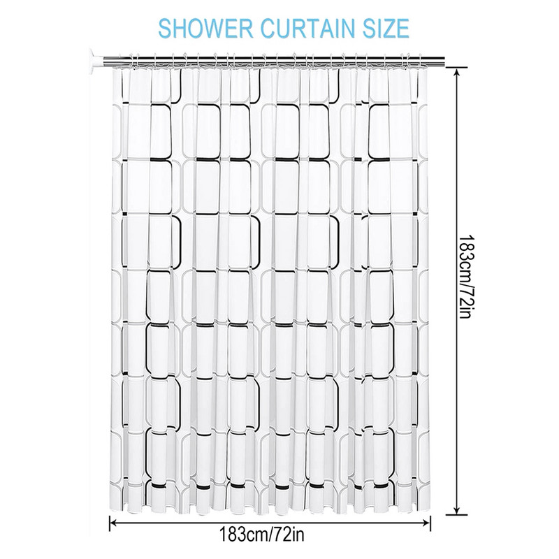 1gab PEVA dušas aizkars ar nerūsējošā tērauda sprādzi Vannas istabas ūdensnecaurlaidīgs nodalījuma ekrāns vannas istabas abažūrs 180x180cm mājas viesnīcai