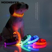 Mājdzīvnieku LED gaismas apkakle suņiem Regulējama Leopard Glow mājdzīvnieku kaklasiksna nakts drošības kaklasiksna Teddy Golden Retriever pastaigu suņiem