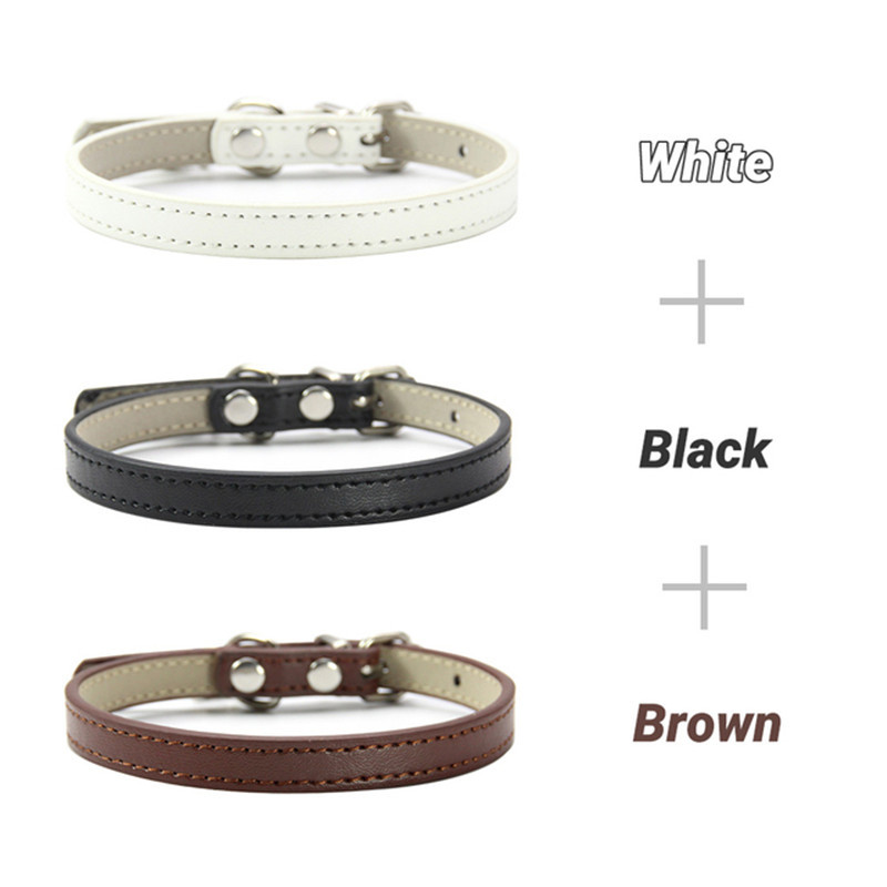 3 kom./Parta Mekana PU kožna ogrlica za mačke Jednobojna ogrlica za štene Ogrlica za mačku Dodaci za mačiće Oprema za kućne ljubimce Chihuahua XS/S/M