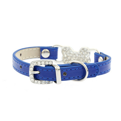 ķepas siksna 5 krāsas Bling Rhinestone maza suņu kakla siksna PU ādas kaķa kakla siksna Čivavas Yorkie Teddy Pet Leads Cietie mājdzīvnieku kaklasiksnas S/M