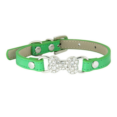 ķepas siksna 5 krāsas Bling Rhinestone maza suņu kakla siksna PU ādas kaķa kakla siksna Čivavas Yorkie Teddy Pet Leads Cietie mājdzīvnieku kaklasiksnas S/M