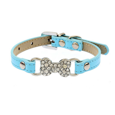 ķepas siksna 5 krāsas Bling Rhinestone maza suņu kakla siksna PU ādas kaķa kakla siksna Čivavas Yorkie Teddy Pet Leads Cietie mājdzīvnieku kaklasiksnas S/M
