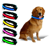 Led γιακά σκύλου με πολύχρωμο ελαφρύ νυχτερινό φωτισμό για βόλτες ρυθμιζόμενα νάιλον κολιέ με φως