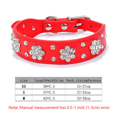 Sjajna kožna ogrlica za kućne ljubimce s vještačkim kamenčićima, podesiva, jaka i izdržljiva s ukrasima šljive za male, velike pse i mačke
