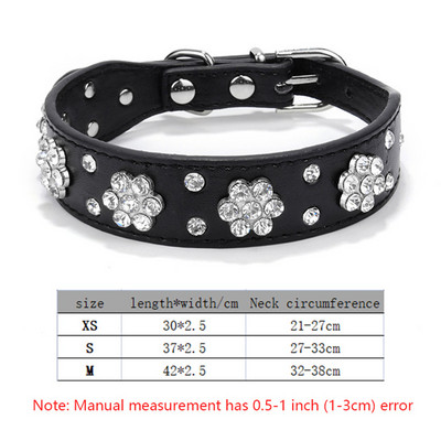 Sjajna kožna ogrlica za kućne ljubimce s vještačkim kamenčićima, podesiva, jaka i izdržljiva s ukrasima šljive za male, velike pse i mačke